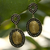 Gold plated golden grass dangle earrings, 'Jalapão Nights' - Artisan Crafted jewellery Natural Golden Grass Earrings thumbail