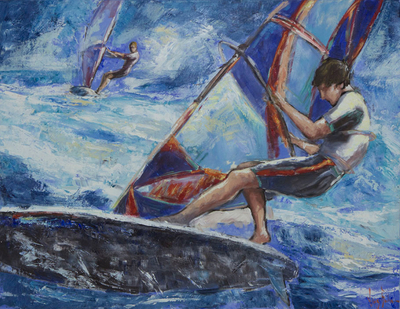 'Sail' - Brazilian Windsurf Painting Signed Fine Art