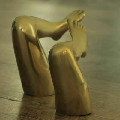 Bronze sculptures, 'Erotic Mood' (pair) - Pair of Signed Bronze Leg Sculptures from Brazil
