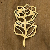 Gold pendant, 'A Rose' - 18k Gold Artisan Crafted Pendant from Brazil