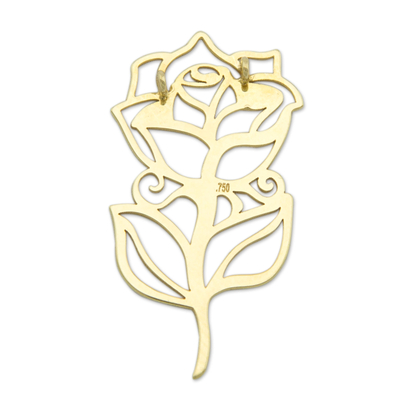 Gold pendant, 'A Rose' - 18k Gold Artisan Crafted Pendant from Brazil