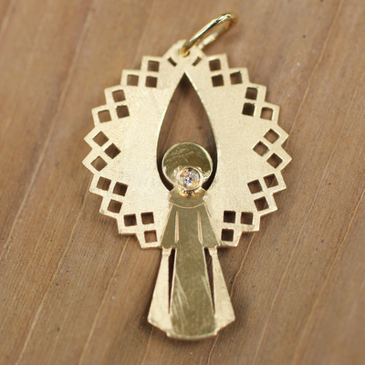 Diamond pendant, Golden Angel Raphael (1.2 inches)