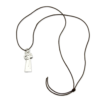 Collar colgante de plata esterlina - Collar Colgante Artesanal de Plata con Cordón de Cuero