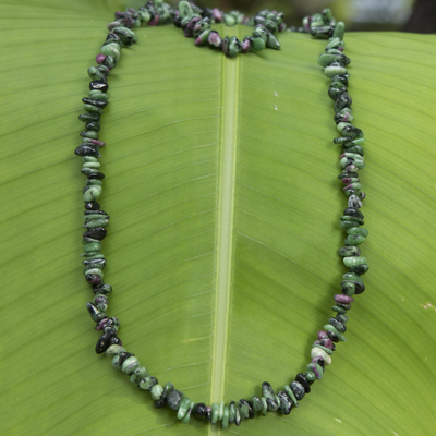 Zoisite beaded necklace, Amazon Forests