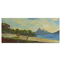 'Rodrigo de Freitas Lagoon' - Romantic Impressionist Landscape Painting from Brazil