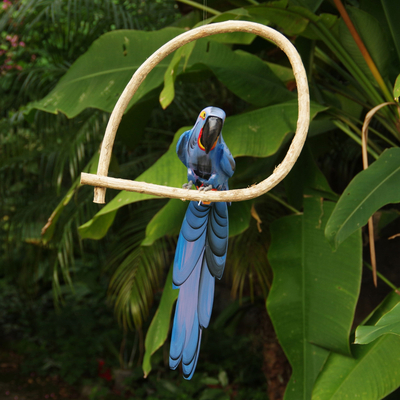 Wood sculpture, Blue Brazilian Macaw