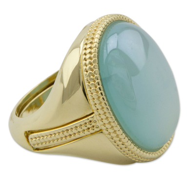 Fair Trade Gold Plated Brazilian Blue Agate Ring