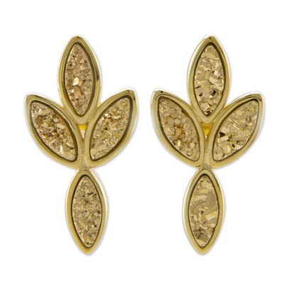Handcrafted 18k Gold Plated Brazilian Drusy Agate Earrings
