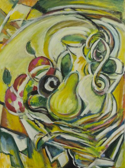 'Apple and Pears' - Brazil Original Cubist Still Life Painting