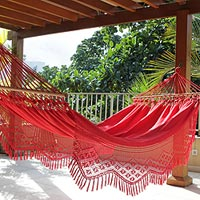 Cotton hammock with spreader bars, 'Tropical Red' (single)