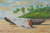 'Ceara Fisherman' - Brazilian Beach Scene Painting in Acrylics on Canvas