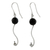 Agate and cultured pearl dangle earrings, 'Music Within' - White Pearl Black Agate 925 Sterling Silver Hook Earrings