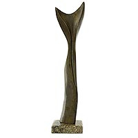 Bronze sculpture, 'Mermaid's Dive' - Bronze Sculpture of Mermaid's Tail on Granite Base
