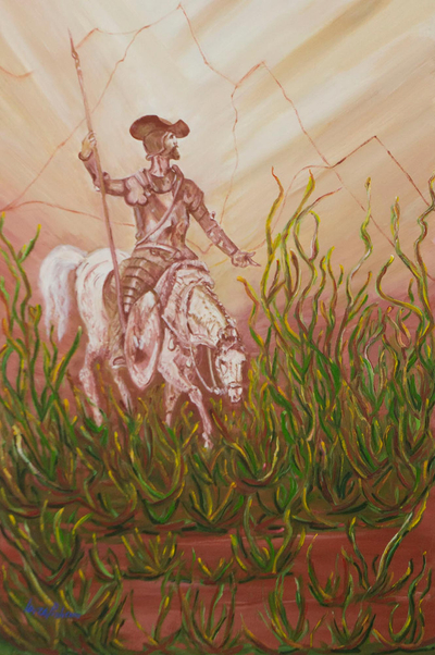 'Don Quijote' - Pintura original brasileña de bellas artes de Don Quijote