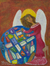 'Angel of Compassion' - Pintura ecológica de edición limitada de ángel naif firmada