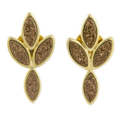 18k Gold Plated Brazilian Drusy Agate Earrings