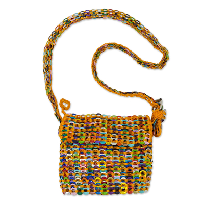 Crocheted Yellow Shoulder Bag of Multi-Color Pop Tops - Carnaval in ...