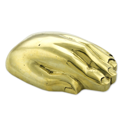 Bronze bottle opener, 'Golden Hand' - Signed Bronze Hand Sculpture Bottle Opener