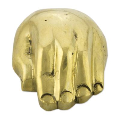 Bronze bottle opener, 'Golden Hand' - Signed Bronze Hand Sculpture Bottle Opener