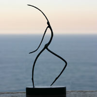 Bronze sculpture, 'Walking I' - Artisan Crafted Abstract Bronze Sculpture