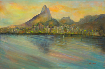 Rio de Janeiro at Dawn Landscape Painting Signed Fine Art