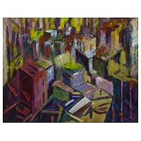 'Morning' - Original Brazilian Cityscape Painting in Bold Colors