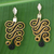 Golden grass dangle earrings, 'Black Majesty' - Hand Crafted Black Polyester and Golden Grass Earrings