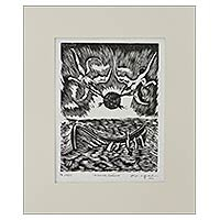 'The Divine Comedy' - Brazilian Theatrical Woodcut Print in Black and White