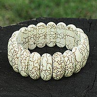 Howlite stretch bracelet, 'Elegant Earth'