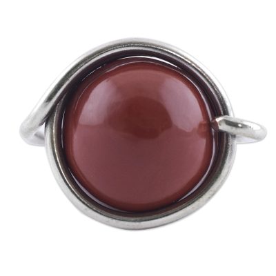 Artisan Crafted Jasper and Sterling Silver Cocktail Ring