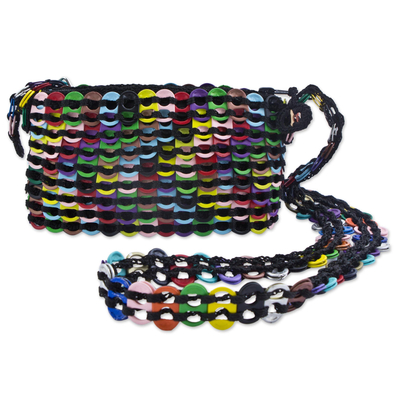 Recycled pop-top shoulder bag, 'Rainbow Bright' - Handmade Recycled Pop-Top Shoulder Bag from Brazil