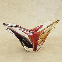 Hand blown art glass vase, 'Earthtone'