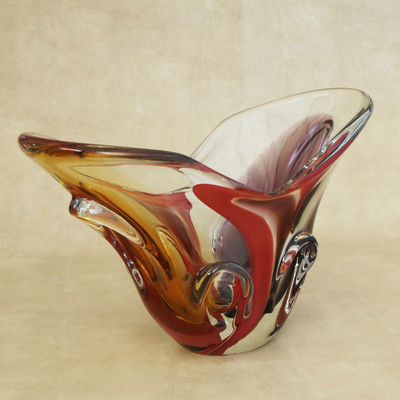 Handgeblasene Kunstglasvase - Von Murano inspirierte mundgeblasene Kunstglasvase aus Brasilien