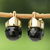 Gold plated onyx drop earrings, 'Black Acorn' - Brazilian Black Onyx Drop Earrings Bathed in 18k Gold (image 2d) thumbail