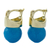 Gold plated agate drop earrings, 'Blue Acorn' - 18k Gold Plated Drop Earrings with Blue Agate from Brazil (image 2b) thumbail