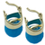 Gold plated agate drop earrings, 'Blue Acorn' - 18k Gold Plated Drop Earrings with Blue Agate from Brazil (image 2c) thumbail