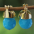 Gold plated agate drop earrings, 'Blue Acorn' - 18k Gold Plated Drop Earrings with Blue Agate from Brazil (image 2d) thumbail