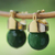 Gold plated agate drop earrings, 'Green Acorn' - Green Agate Drop Earrings Bathed in 18k Gold from Brazil (image 2d) thumbail