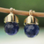 Gold plated quartz drop earrings, 'Dark Blue Acorn' - Dark Blue Quartz and 18k Gold Plated Drop Earrings