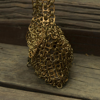 Bolsa con tapa para refrescos - Bolso de noche artesanal en color bronce con tapas de gaseosas