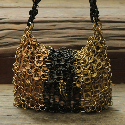 Soda pop-top bag, 'Mini-Shimmery Metal' - Awesome Eco-Chic Soda Pop Evening Bag Crafted by Hand