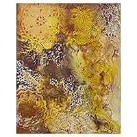 'Meteors' (2013) - Original Brazil Abstract Painting in Yellow and Earth Tones