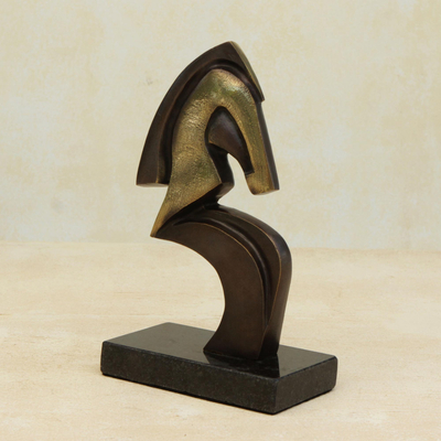 Escultura de bronce - Escultura de caballo abstracto firmada en bronce de Brasil