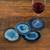 Agate coasters, 'Freckles' (set of 4) - Natural Blue Agate Coasters (Set of 4) from Brazil thumbail
