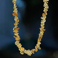 Citrine long beaded necklace, Light Caramel