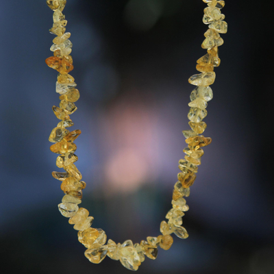 Lange Citrin-Perlenkette - In Brasilien handgefertigte 33-Zoll-Perlen-Citrin-Halskette