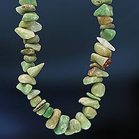Chrysoprase beaded long necklace, 'Amazon Sunshine' - Brazil Artisan Crafted 34-Inch Beaded Chrysoprase  Necklace