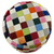 Cowhide ottoman cover, 'Carnaval Chess' - Colorful Brazilian Cowhide Patchwork Ottoman Cover
