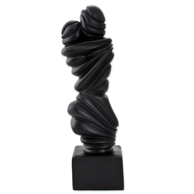 Skulptur, 'Kuss - Abstrakt Signierte schwarze Harz-Liebesmotiv-Skulptur
