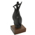 Sculpture, 'Triumph in Black' - Abstract Woman Celebrates Triumphs in Black Resin Sculpture (image 2b) thumbail